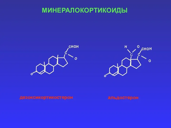 о с о снон дезоксикортикостерон о с о снон с о н альдостерон МИНЕРАЛОКОРТИКОИДЫ