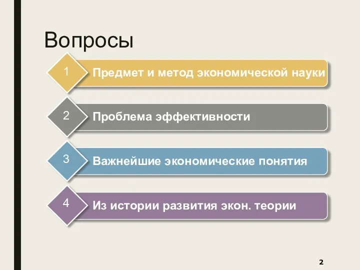 Вопросы Предмет и метод экономической науки 1 Проблема эффективности 2