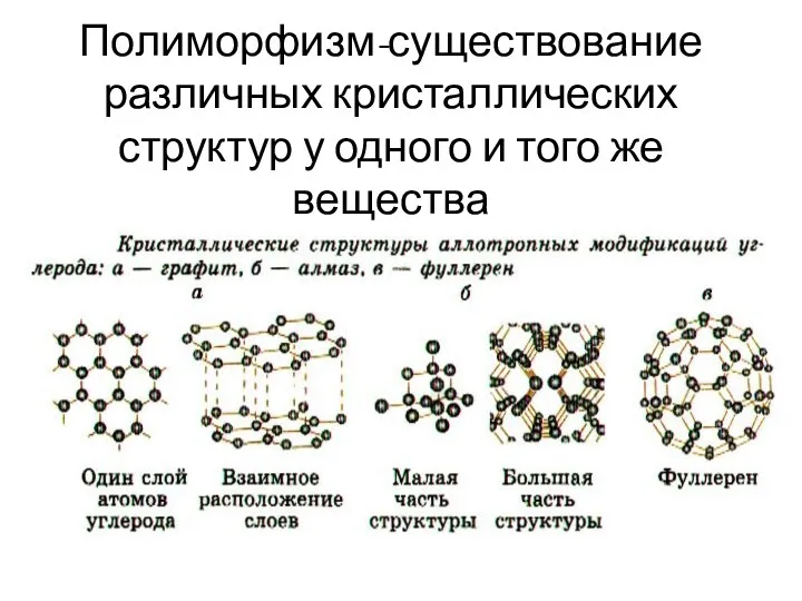 Полиморфизм-существование различных кристаллических структур у одного и того же вещества