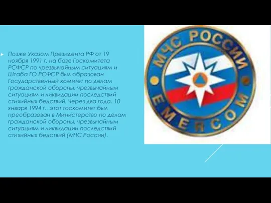 Позже Указом Президента РФ от 19 ноября 1991 г. на