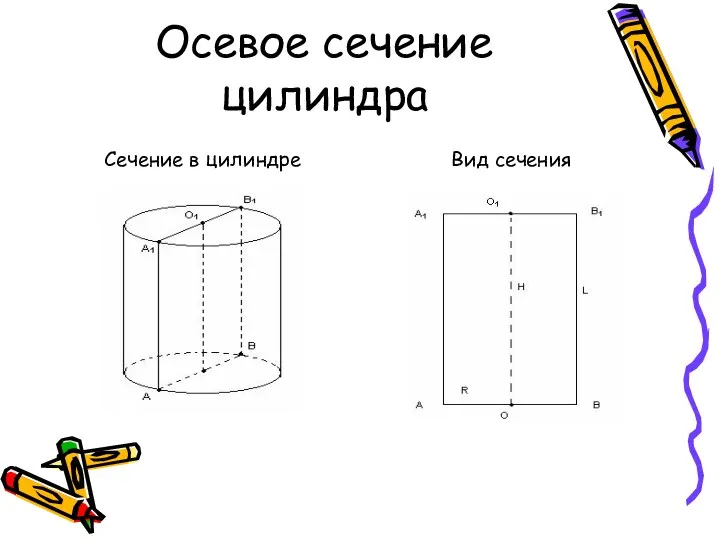 Осевое сечение цилиндра Сечение в цилиндре Вид сечения