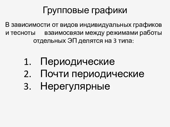 Групповые графики ; В зависимости от видов индивидуальных графиков и