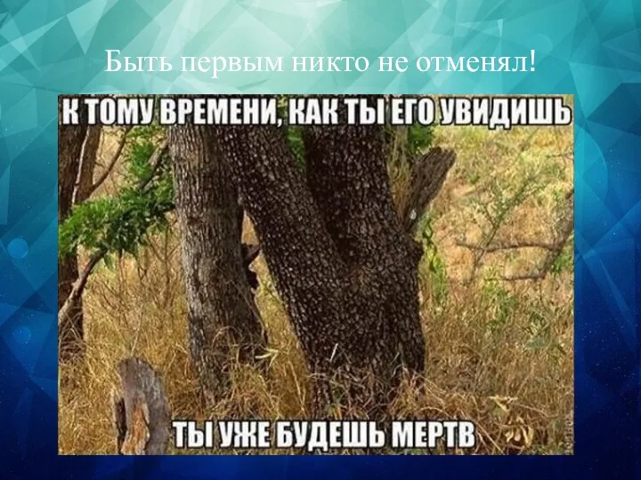 Быть первым никто не отменял!