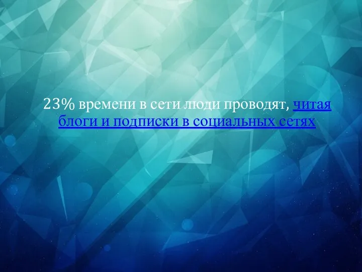 23% времени в сети люди проводят, читая блоги и подписки в социальных сетях