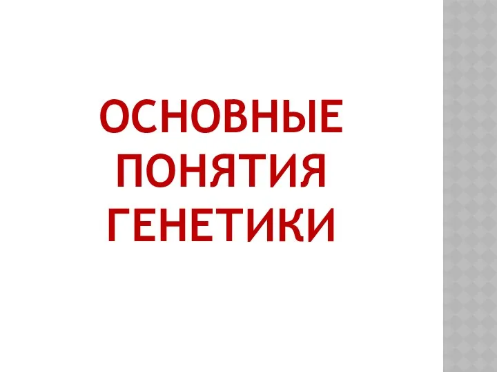 ОСНОВНЫЕ ПОНЯТИЯ ГЕНЕТИКИ