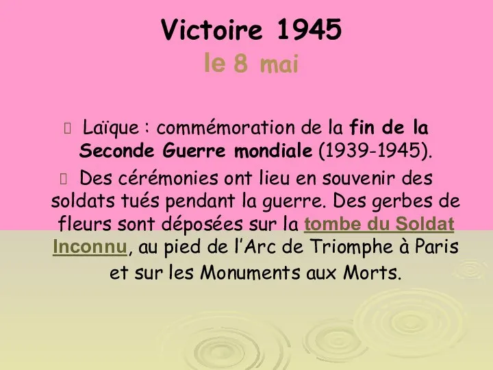 Victoire 1945 le 8 mai Laïque : commémoration de la