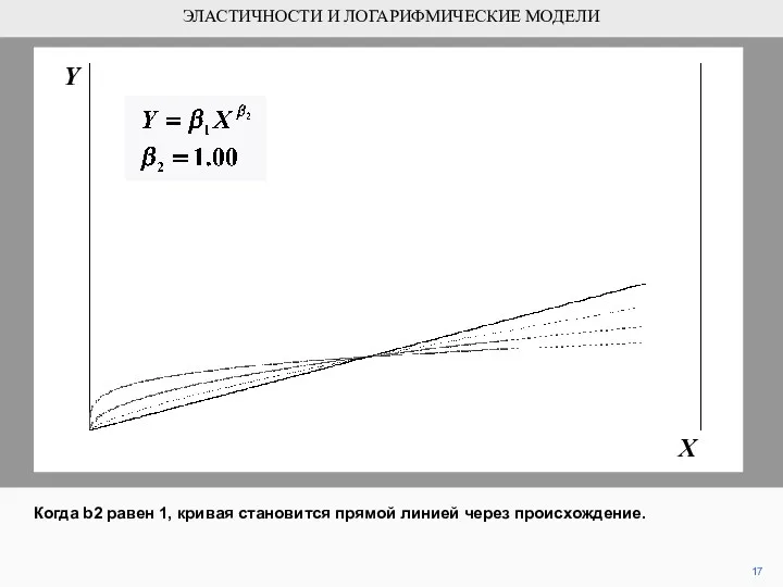 17 Y X ЭЛАСТИЧНОСТИ И ЛОГАРИФМИЧЕСКИЕ МОДЕЛИ Когда b2 равен