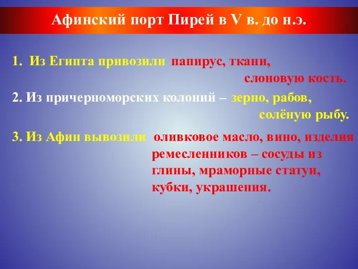 Афинский порт Пирей в V в. до н.э. 1. Из