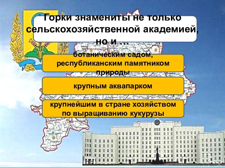 ботаническим садом, республиканским памятником природы Горки знамениты не только сельскохозяйственной