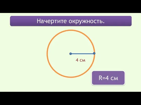 Начертите окружность. 4 см R=4 см