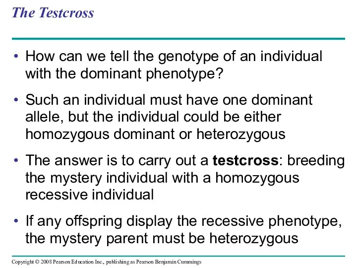 The Testcross How can we tell the genotype of an