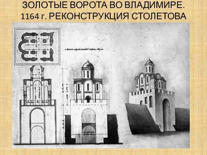 ЗОЛОТЫЕ ВОРОТА ВО ВЛАДИМИРЕ. 1164 г. РЕКОНСТРУКЦИЯ СТОЛЕТОВА