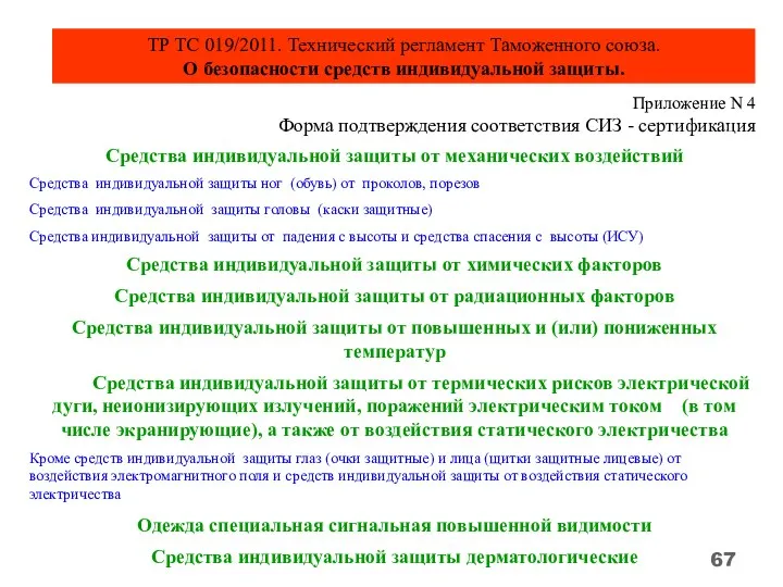 ТР ТС 019/2011. Технический регламент Таможенного союза. О безопасности средств