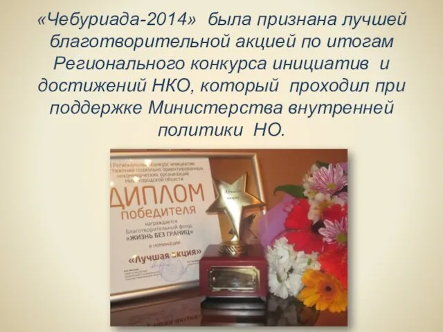 «Чебуриада-2014» была признана лучшей благотворительной акцией по итогам Регионального конкурса