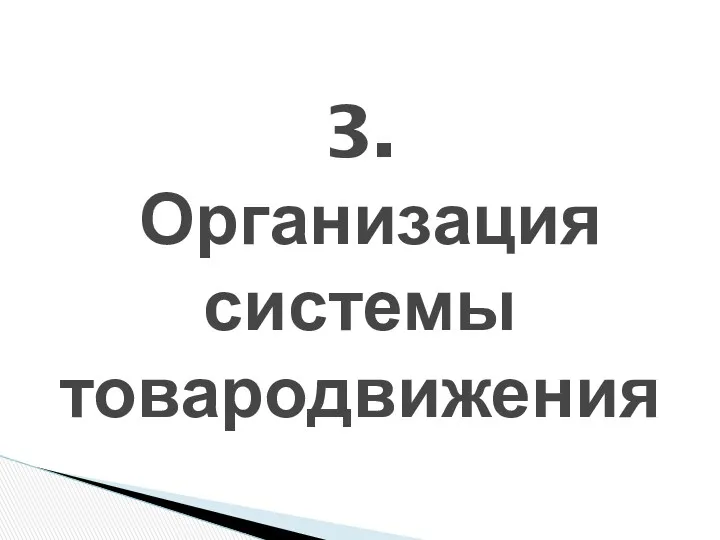 3. Организация системы товародвижения