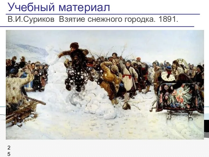 Учебный материал В.И.Суриков Взятие снежного городка. 1891.