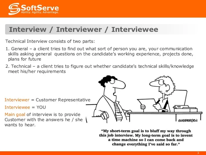 Interview / Interviewer / Interviewee Technical Interview consists of two