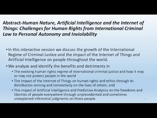 Abstract-Human Nature, Artificial Intelligence and the Internet of Things: Challenges