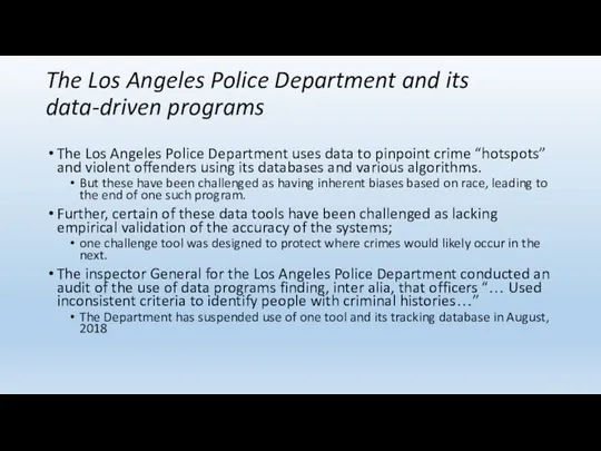 The Los Angeles Police Department and its data-driven programs The