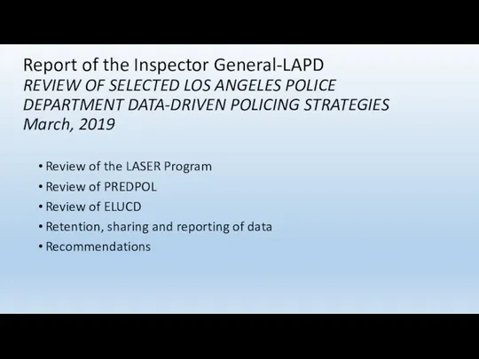 Report of the Inspector General-LAPD REVIEW OF SELECTED LOS ANGELES