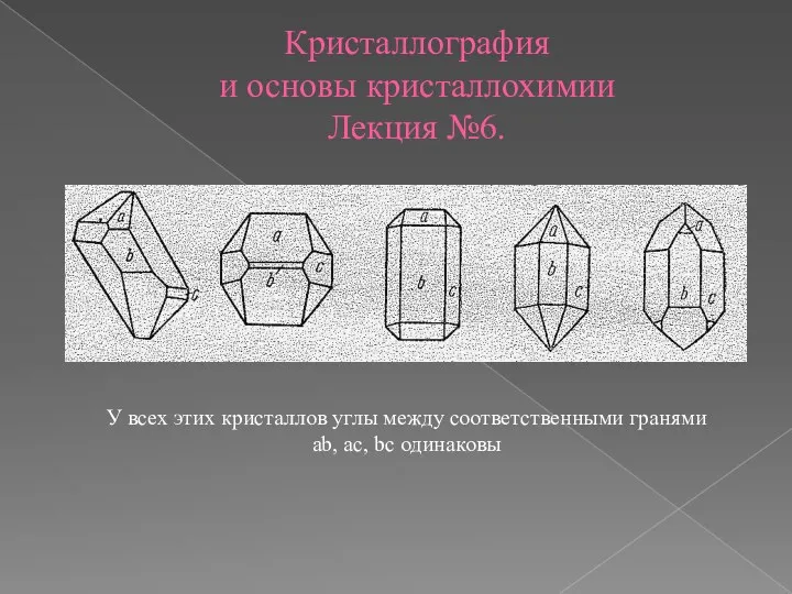 Кристаллография и основы кристаллохимии Лекция №6. У всех этих кристаллов