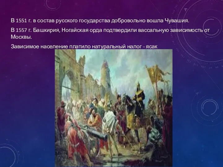 В 1551 г. в состав русского государства добровольно вошла Чувашия.