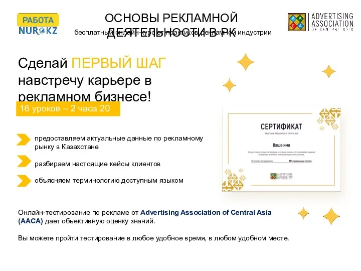 предоставляем актуальные данные по рекламному рынку в Казахстане разбираем настоящие кейсы клиентов объясняем