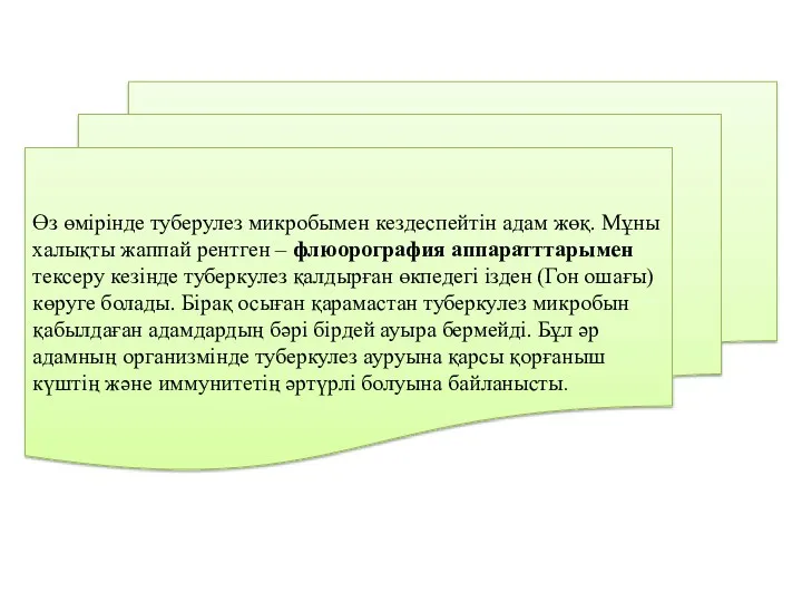 Өз өмірінде туберулез микробымен кездеспейтін адам жөқ. Мұны халықты жаппай