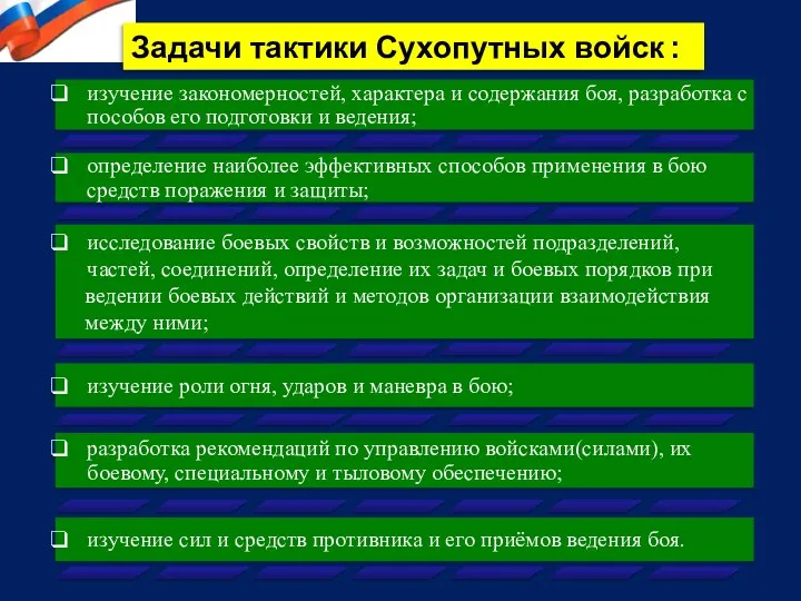 Задачи тактики Сухопутных войск :