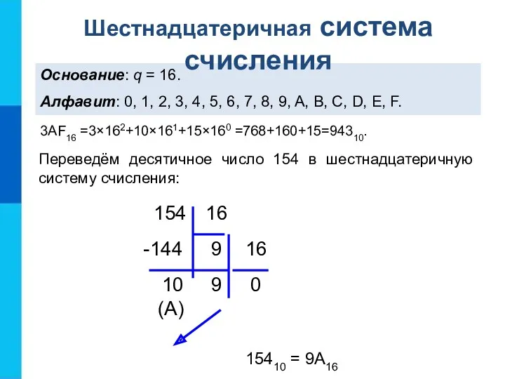 Основание: q = 16. Алфавит: 0, 1, 2, 3, 4, 5, 6, 7,