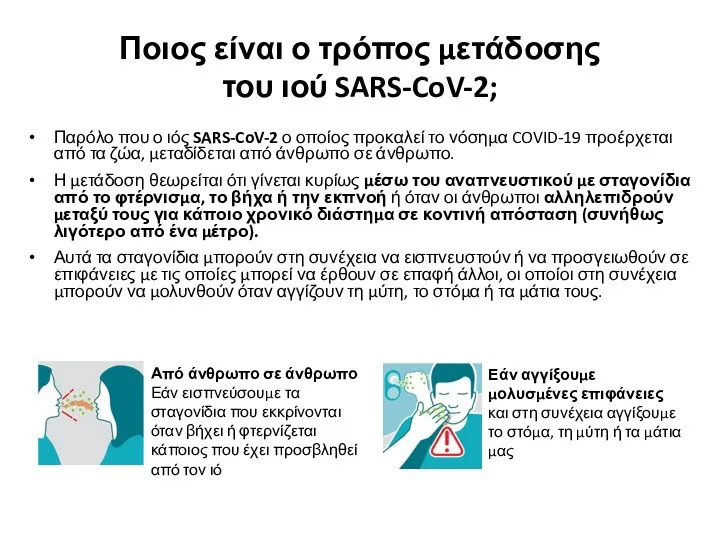 Ποιος είναι ο τρόπος μετάδοσης του ιού SARS-CoV-2; Παρόλο που