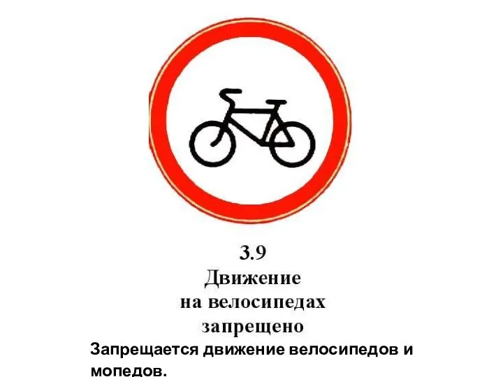 Запрещается движение велосипедов и мопедов.