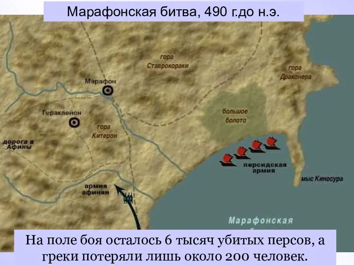 Марафонская битва, 490 г.до н.э. На поле боя осталось 6