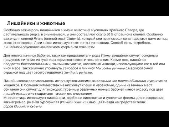 Особенно важна роль лишайников в жизни животных в условиях Крайнего