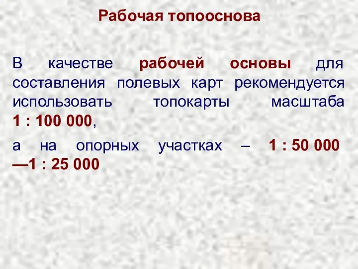 Рабочая топооснова В качестве рабочей основы для составления полевых карт