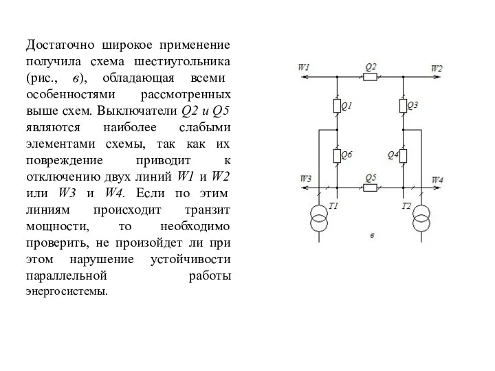 Достаточно широкое применение получила схема шестиугольника (рис., в), обладающая всеми