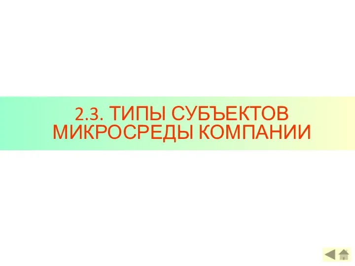 2.3. ТИПЫ СУБЪЕКТОВ МИКРОСРЕДЫ КОМПАНИИ