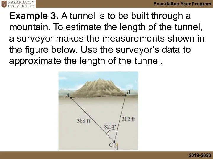 Example 3. A tunnel is to be built through a