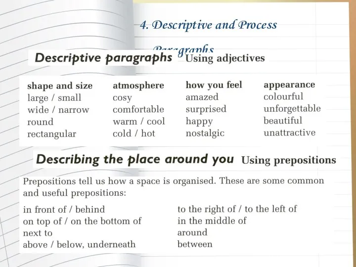 4. Descriptive and Process Paragraphs
