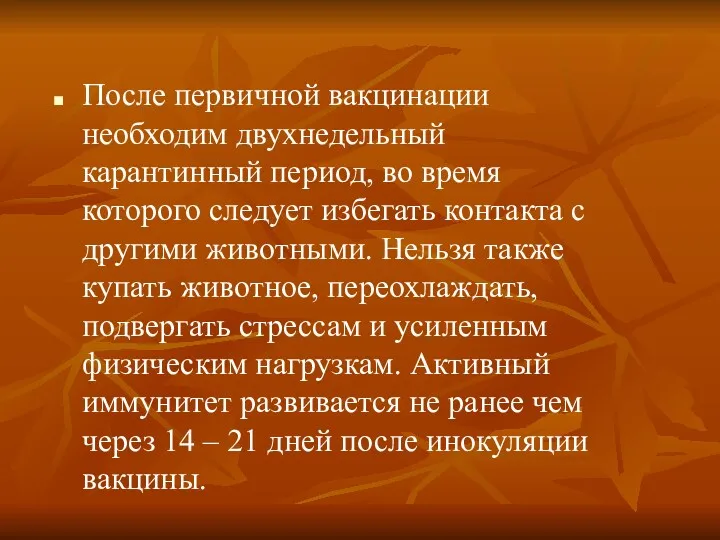 После первичной вакцинации необходим двухнедельный карантинный период, во время которого