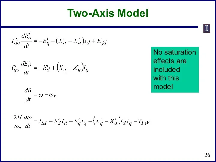 Two-Axis Model No saturation effects are included with this model