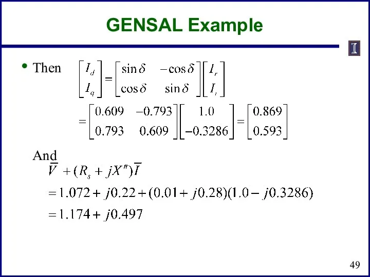 GENSAL Example Then And