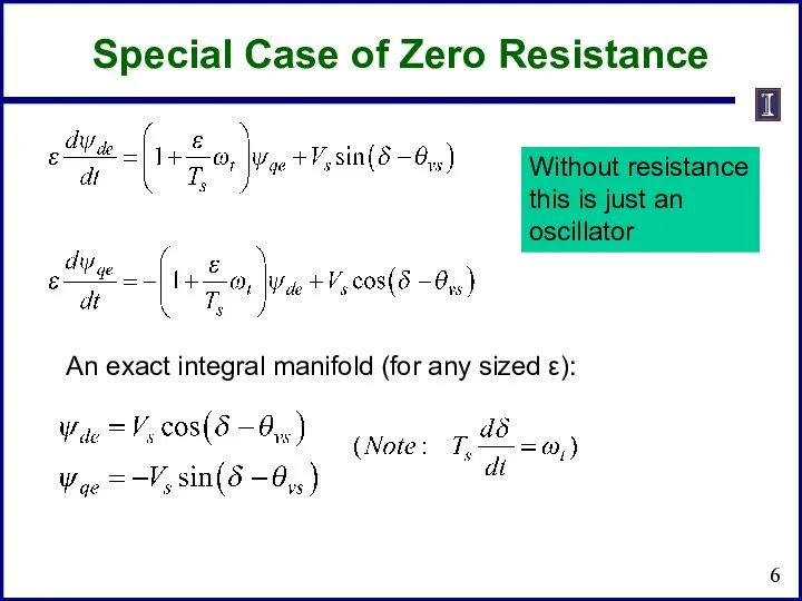 An exact integral manifold (for any sized ε): Special Case