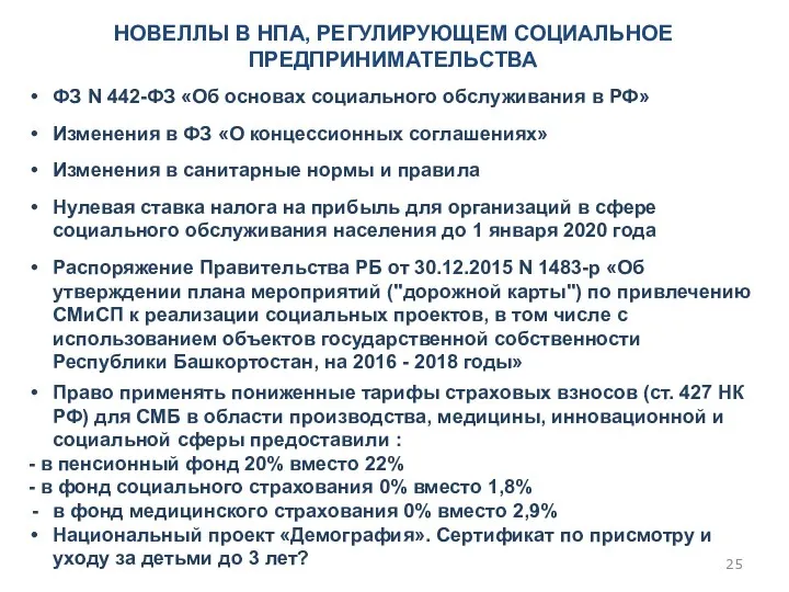ФЗ N 442-ФЗ «Об основах социального обслуживания в РФ» Изменения в ФЗ «О