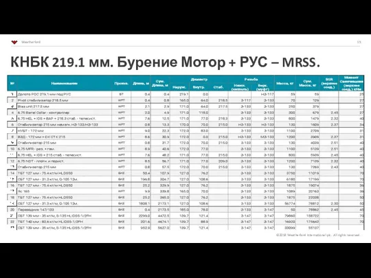 КНБК 219.1 мм. Бурение Мотор + РУС – MRSS.