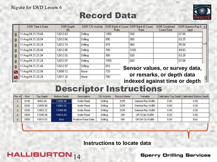 Record Data Sensor values, or survey data, or remarks, or