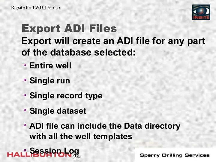 Export ADI Files Entire well Single run Single record type