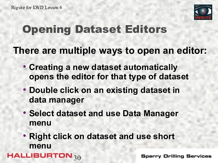 Opening Dataset Editors Creating a new dataset automatically opens the