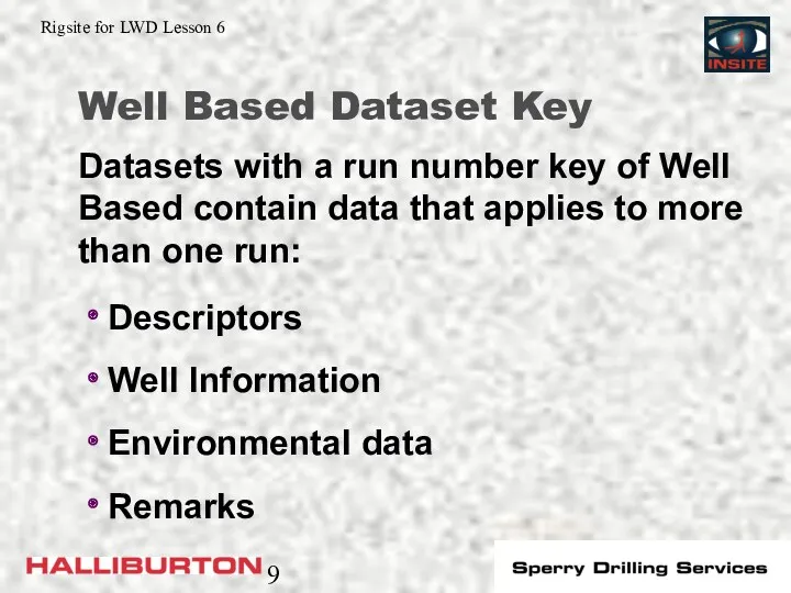 Well Based Dataset Key Descriptors Well Information Environmental data Remarks