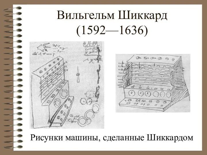 Вильгельм Шиккард (1592—1636) Рисунки машины, сделанные Шиккардом